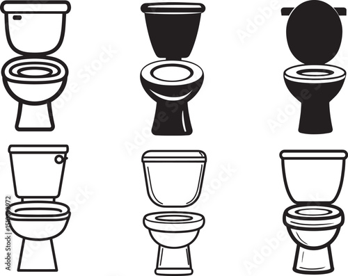 toilet icon clean simple silhouette black vector illustration