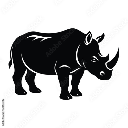 Rhinoceros rhino silhouette wildlife vector, rhino icon, rhino silhouette vector illustration-simple silhouette illustration of rhino, perfect for rhino logos and icons