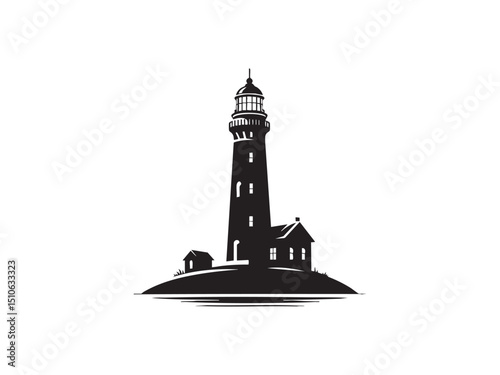 Lighthouse Silhouette – Clean Vector for Navigation, Coast Guard, and Sea Safety.