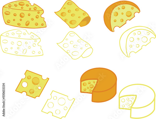 various type of cheese vector element set