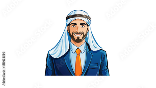 Modern Muslim Entrepreneur with Kufi Illustration
