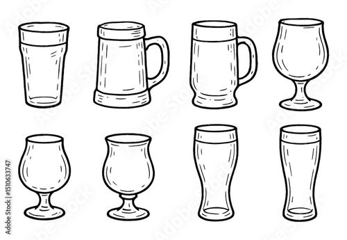 Hand-Drawn Beer Glasses