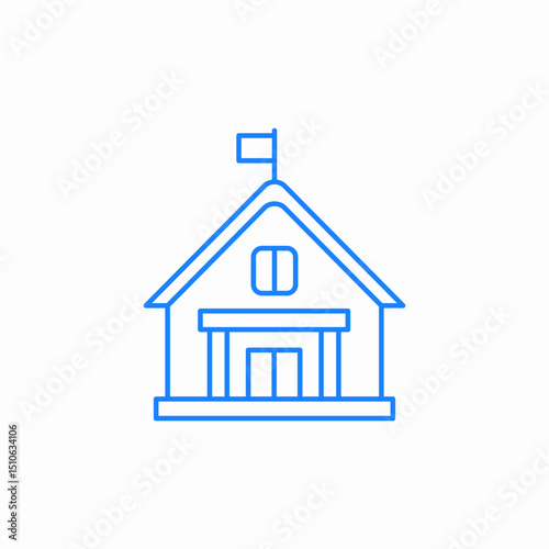 school house flag icon sign vector