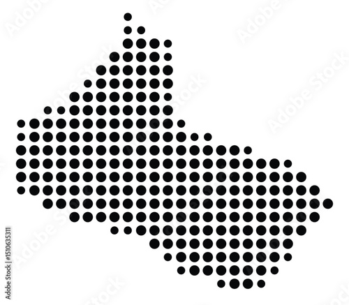 Symbol Map Of the County Crockett (Tennessee, US) showing the County with a few black dots