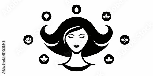 Elegant woman face logo design for salon hair treatment spa business branding