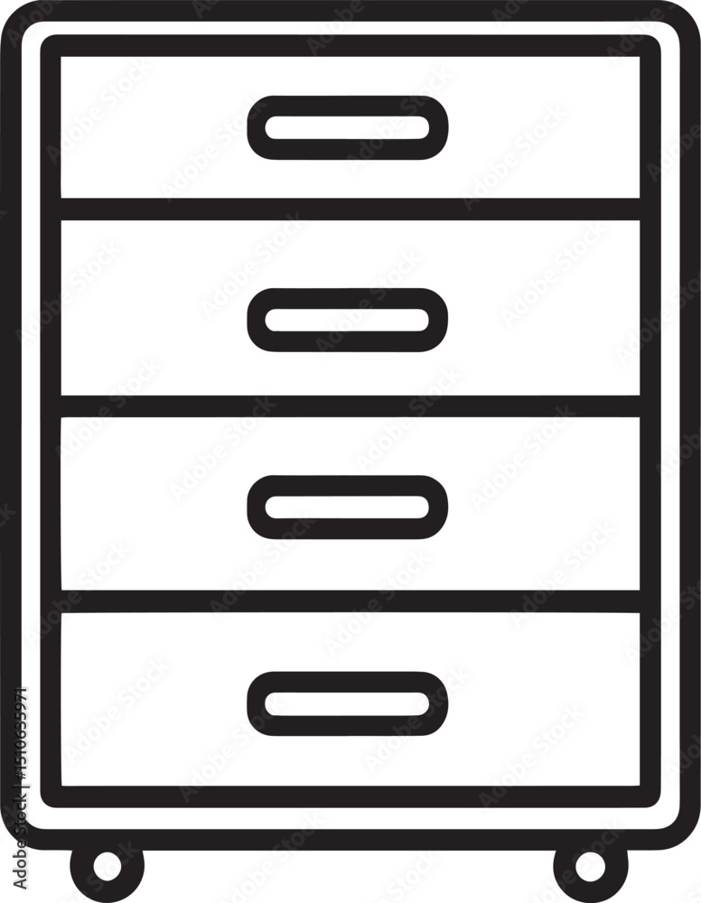 Filing Cabinet icon clean simple outline black vector illustration Filing Cabinet icon clean simple outline black vector illustration