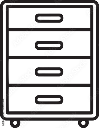 Filing Cabinet icon clean simple outline black vector illustration