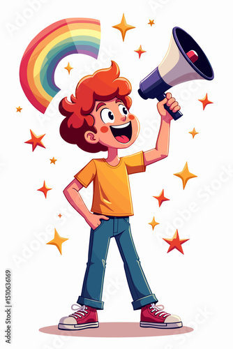 queer person with megaphone