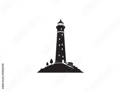 Lighthouse Icon Silhouette – Minimalist Beacon Vector for Ocean and Travel Designs.