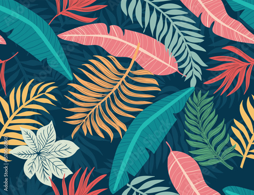 Hawaiian tropical seamless hand draw pattern