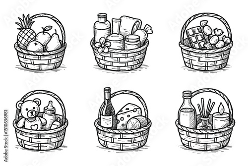 Hand-Drawn Basket Icons