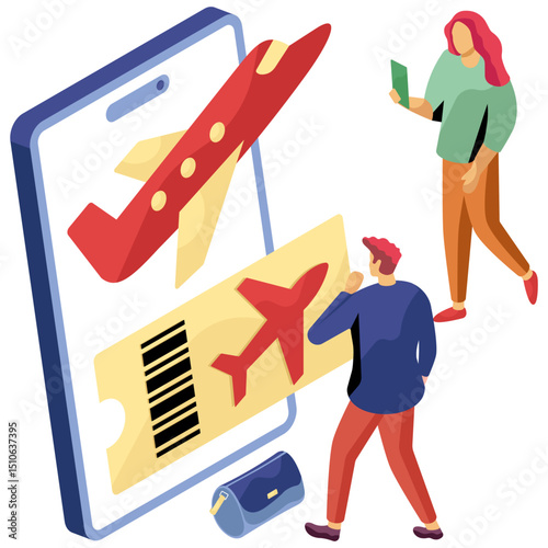 A unique design illustration of mobile air ticket 