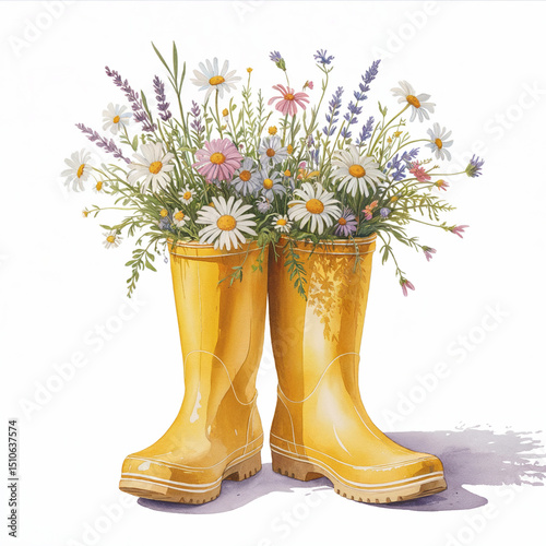 rubber boots and flowers