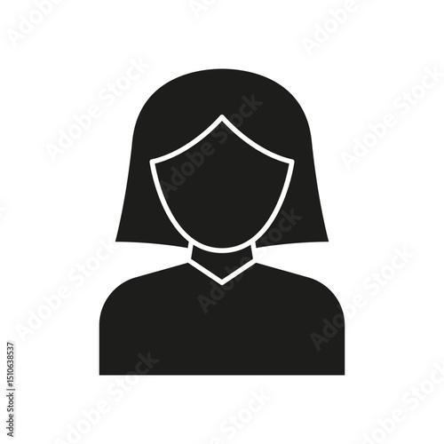 Female Avatar Silhouette Solid Icon. Anonymous User Profile, Female Identification, And Social Media Representation Symbol. Digital Identity. Isolated Vector Illustration