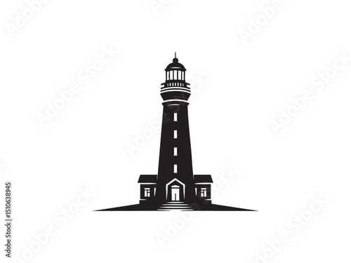 Lighthouse Icon Silhouette – Minimalist Beacon Vector for Ocean and Travel Designs.