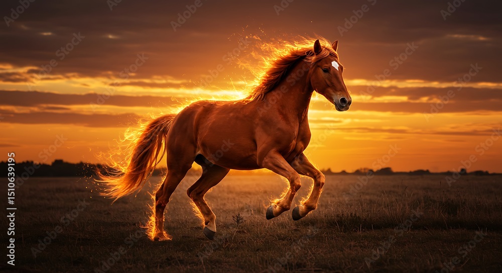Fototapeta premium Horse with Fiery Mane