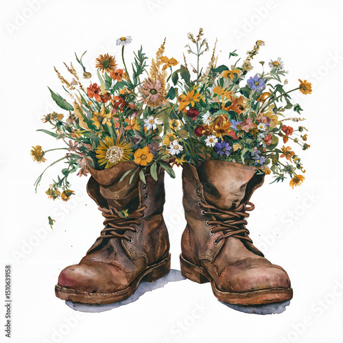 boots and flowers