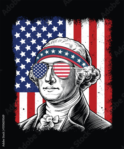 USA flag t shirt design by George Washington