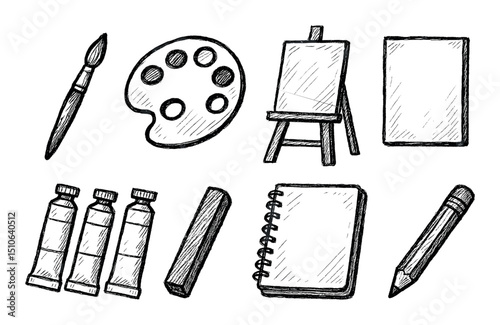 Art Supplies Sketch Icons
