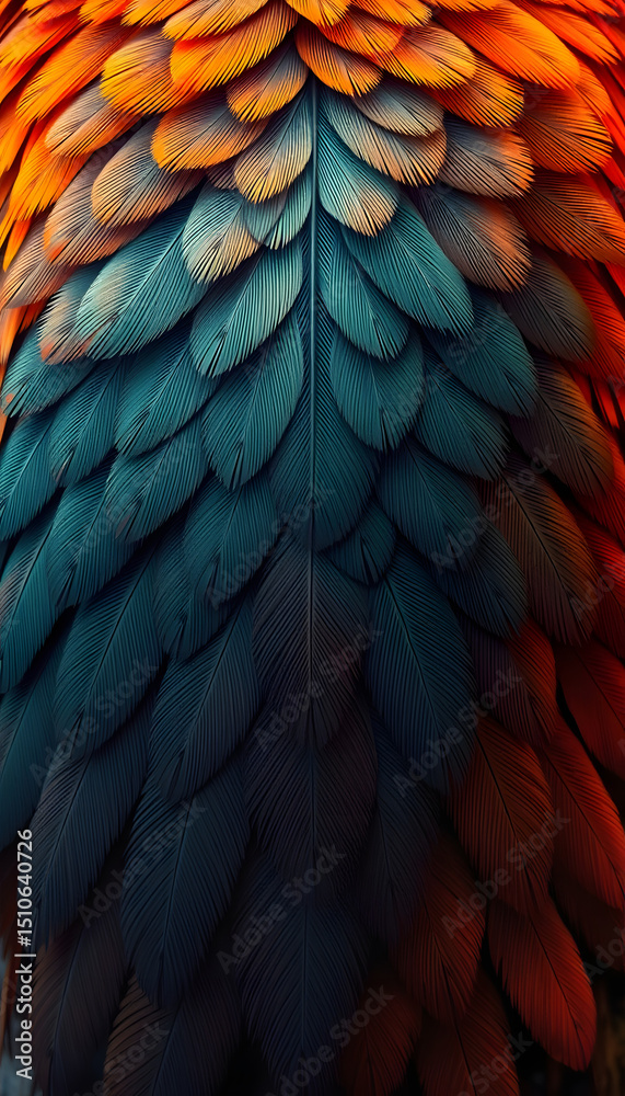 Fototapeta premium Stunning vibrant hues trending majestic eagle feather intricate textured design backdrop. with white shades