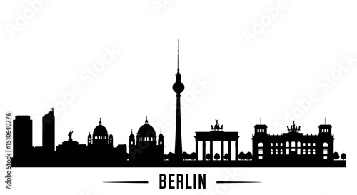 Berlin skyline silhouette featuring iconic landmarks and tv tower
