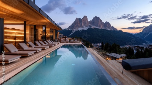 A high-end resort in the Dolomites with an infinity pool overlooking the mountains