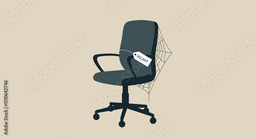 Vacant office chair with cobwebs symbolizing unused workspace