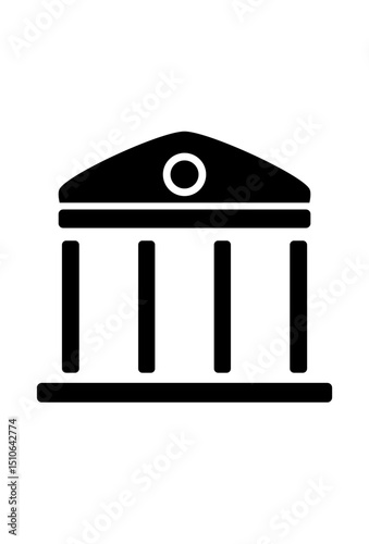 Stylized building with pillars, often used for financial or educational places