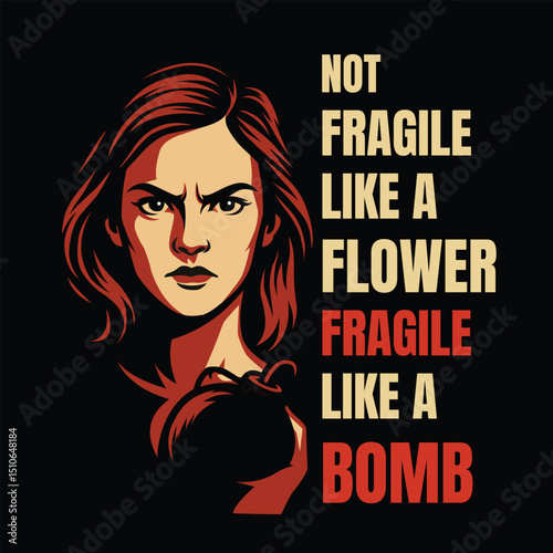 Strong Woman Holding Bomb – Vintage Propaganda Style Illustration