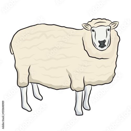 Hand drawn white wool sheep