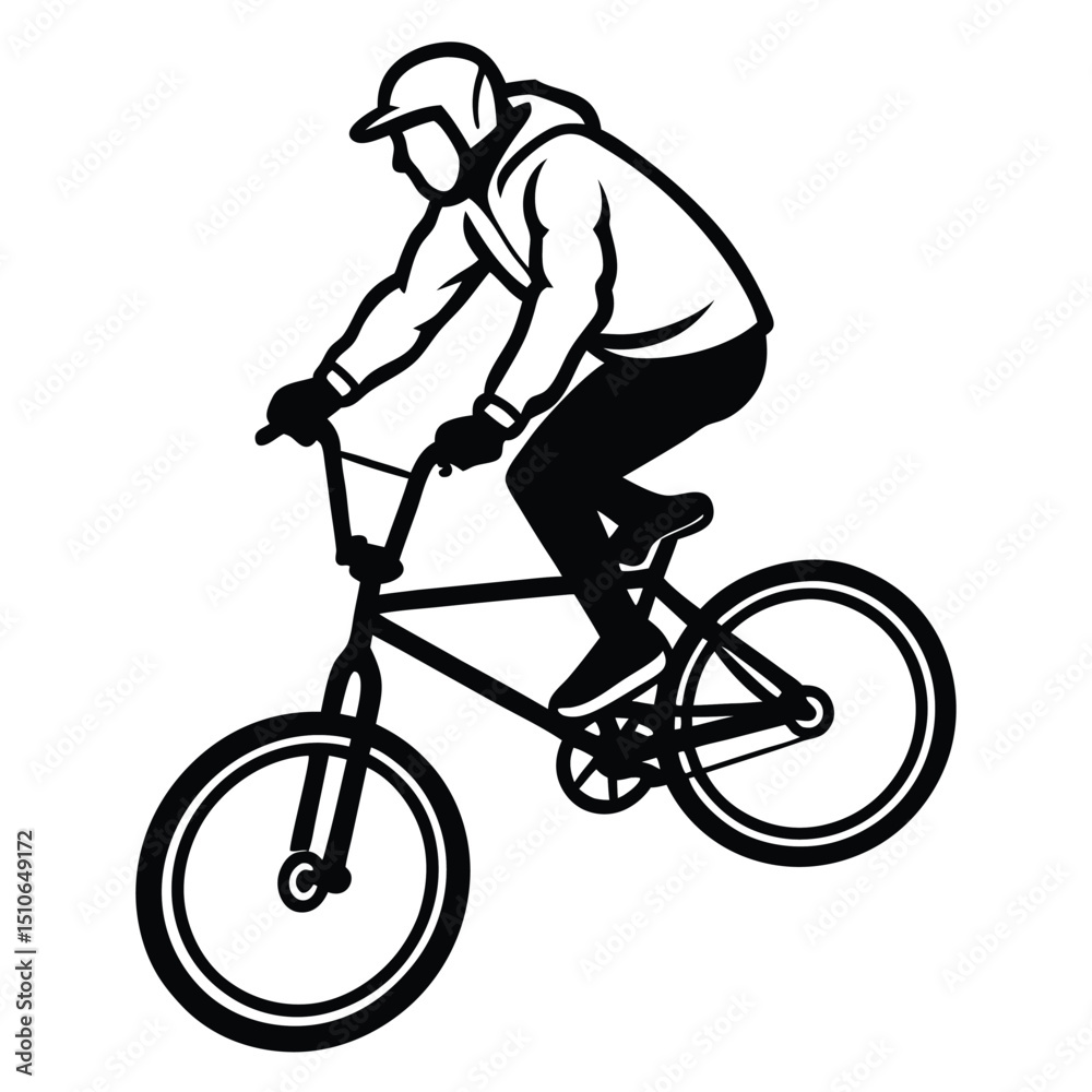 Naklejka premium Dynamic BMX riders in action, perfect for apparel or decals.