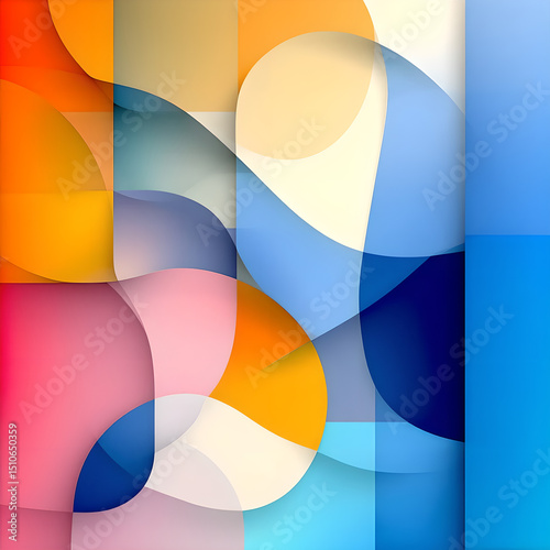Geometric Abstract Background with Soft Gradient Shapes