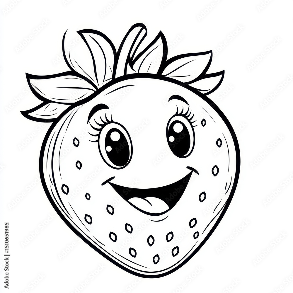 Fototapeta premium Cute Cartoon Strawberry Character Illustration
