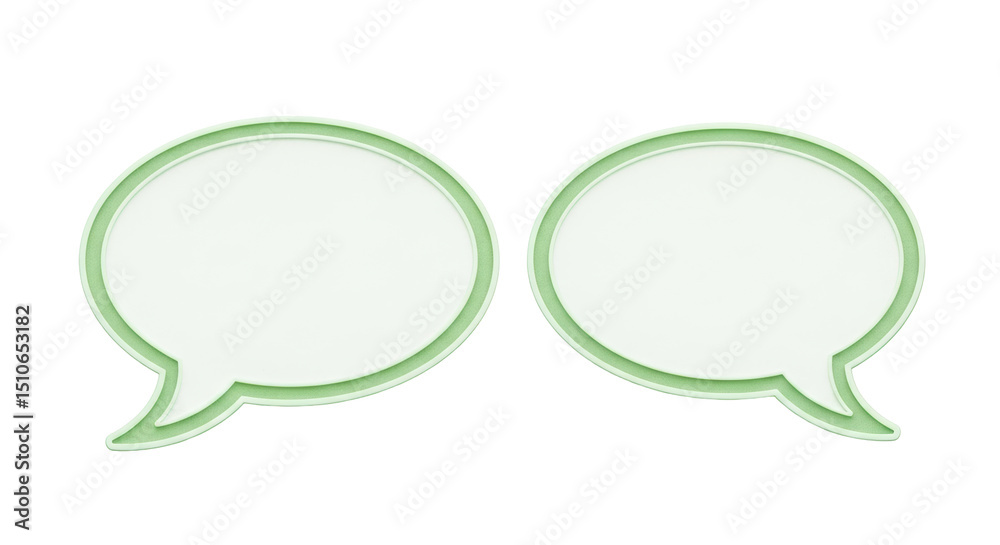 Fototapeta premium Isolated Pair of Blank Green-Bordered Speech Bubbles Communication