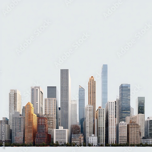 Modern city skyline illustration isolated on white background