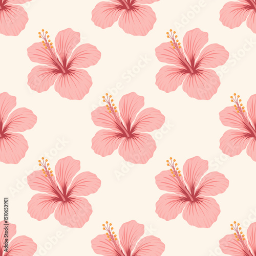 Flower picture, pink, hibiscus, fabric pattern, wallpaper pattern, background, nature