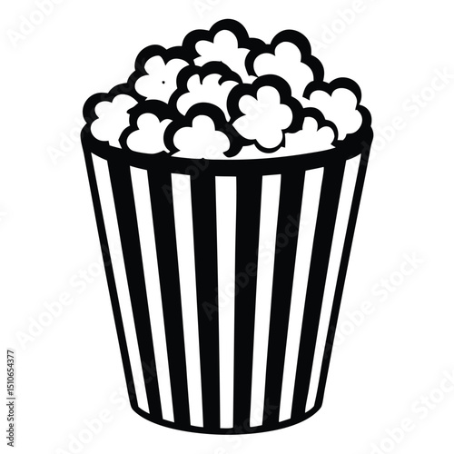 Silhouette of popcorn, Black and white striped popcorn container