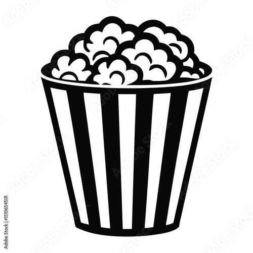 Silhouette of popcorn, Black and white striped popcorn container