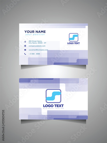 Abstract blue and white business card design template Free Vector.