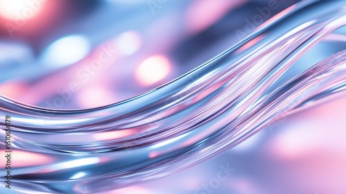 Abstract light streaks on glossy metallic gradient, soft reflections with smooth textures, futuristic metallic background