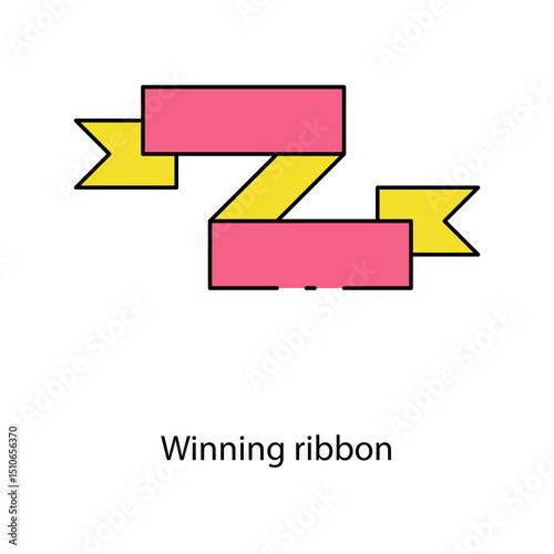 Winning ribbon single icon vector illustration