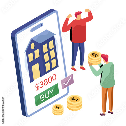 Trendy vector design of buy home online 