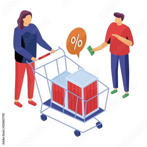 Creative design illustration of property shopping discount 