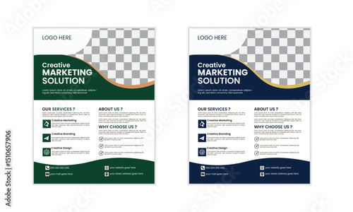 A bundle of 2 templates of different colors latter flyer template, Corporate business flyer template design  and editable vector template design abstract business flyer and creative design,
