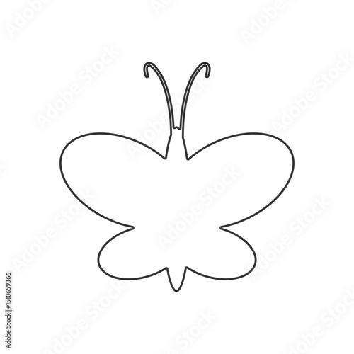 Simple cartoon butterfly outline – flat vector illustration for children’s projects