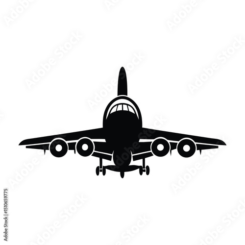 silhouette of airplane, soaring through the sky, Flying passenger airplane