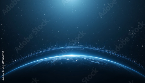 Fototapeta Naklejka Na Ścianę i Meble -  Network Connection and Earth Globe Depicted in a High Tech Abstract Globalization Background Representing International Technology Integration