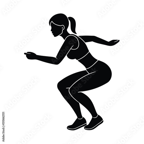 Woman Doing Squat Exercise Vector on White Background