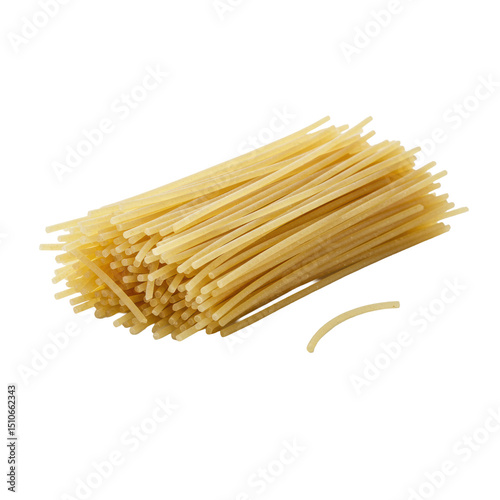 Ultra realistic uhd photo of few strands of vermicelli, thinner than spaghetti, on a clean transparent plain isolated background with clear contours and no shadows, concept for food advertising