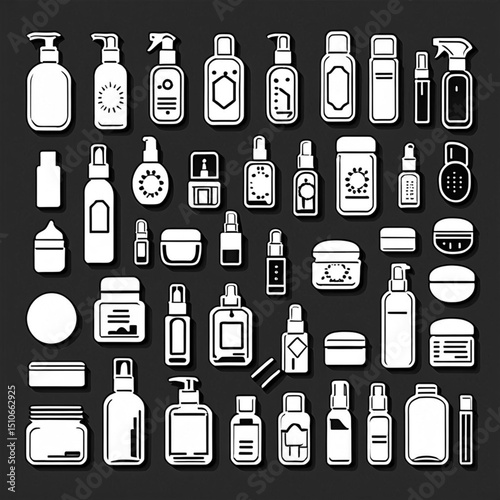 パーソナルケアアイテムのアイコン｜Personal Care Items Icon Set